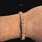 7mm Rose Gold Iced Out Sides Moissanite Tennis Bracelet