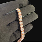 7mm Rose Gold Iced Out Sides Moissanite Tennis Bracelet