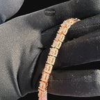 7mm Rose Gold Iced Out Sides Moissanite Tennis Bracelet
