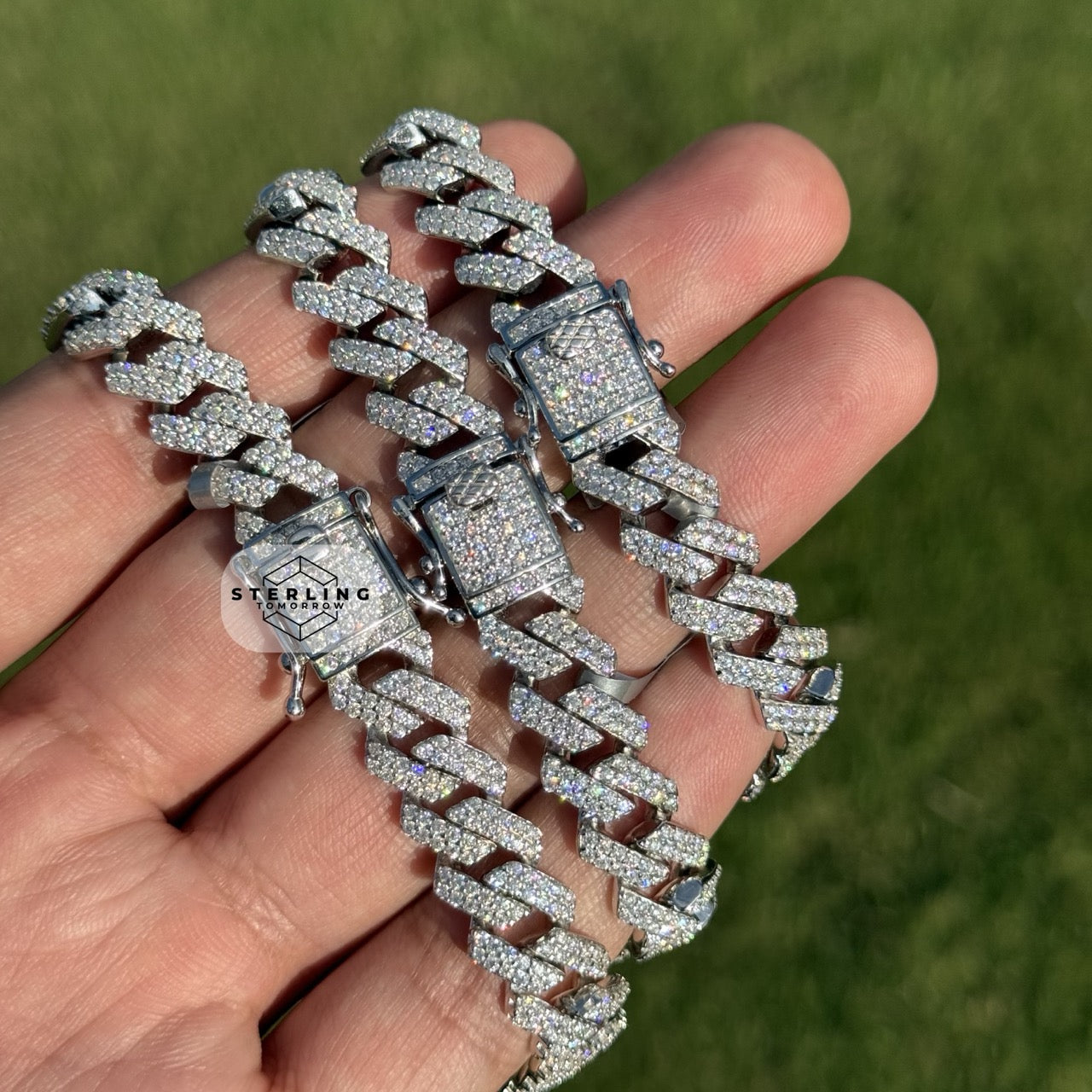 10mm Moissanite Cuban Prong Bracelet