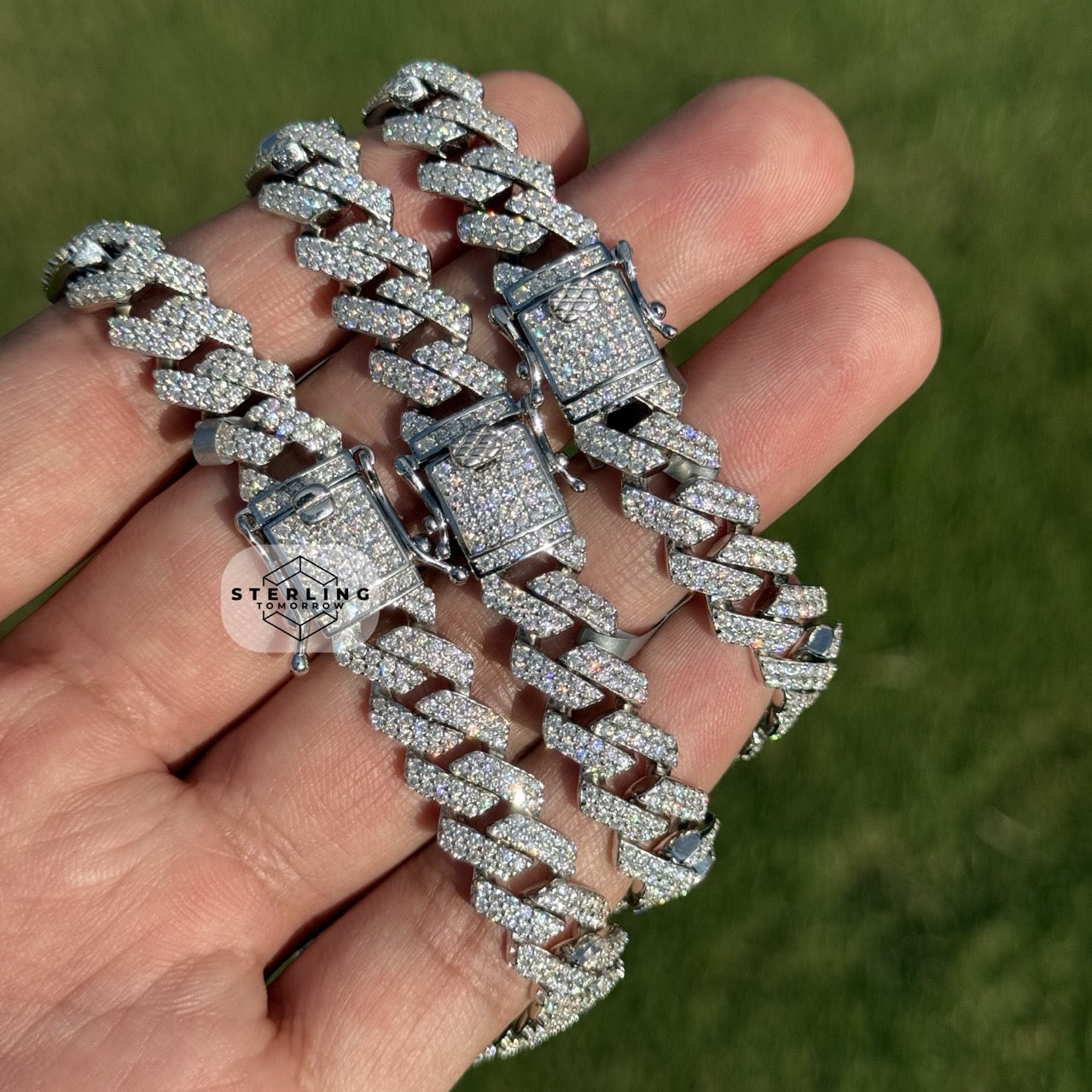 10mm Moissanite Cuban Prong Bracelet