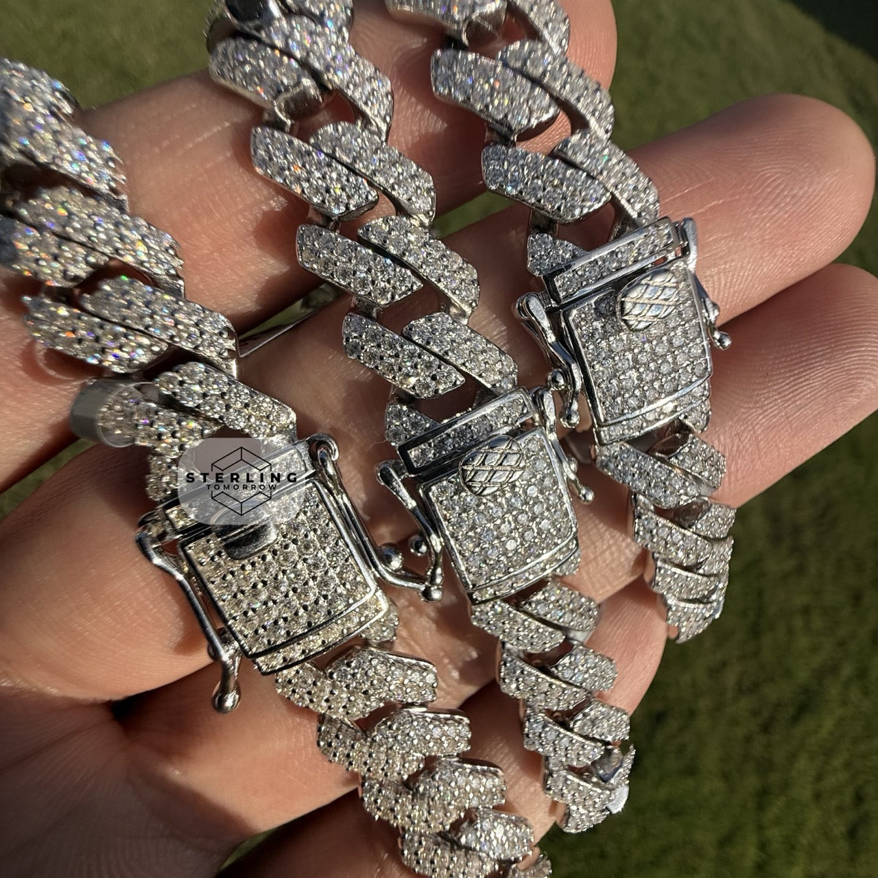 10mm Moissanite Cuban Prong Bracelet