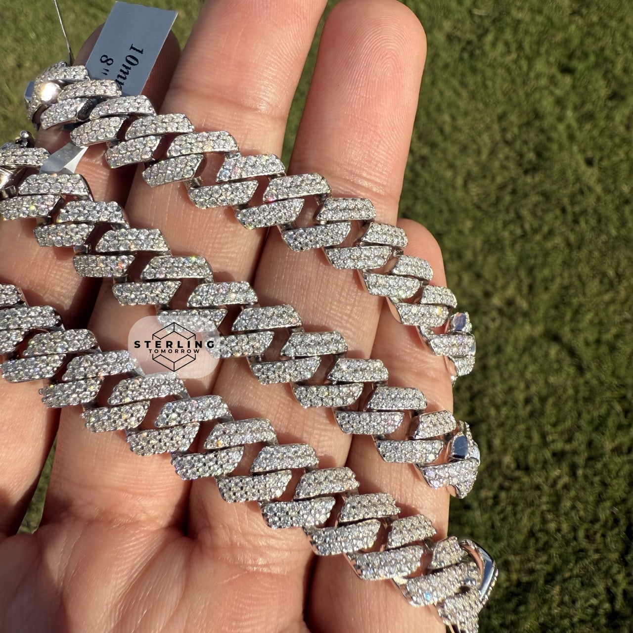 10mm Moissanite Cuban Prong Bracelet