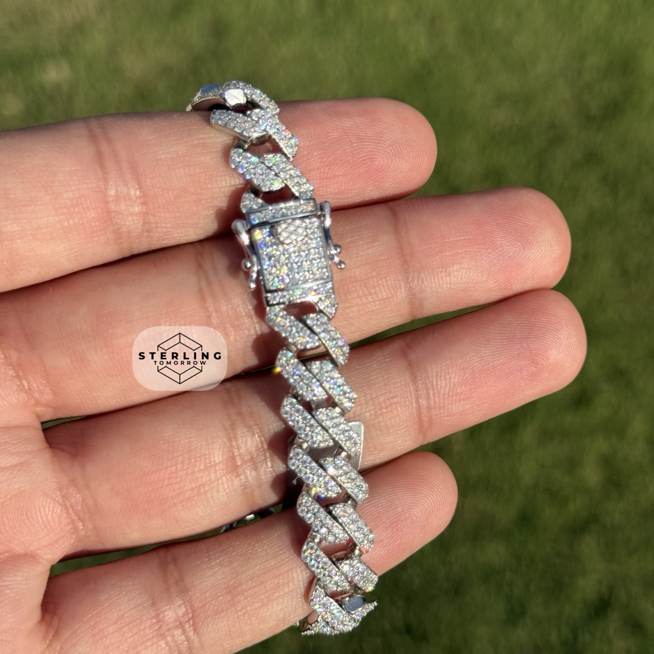 10mm Moissanite Cuban Prong Bracelet