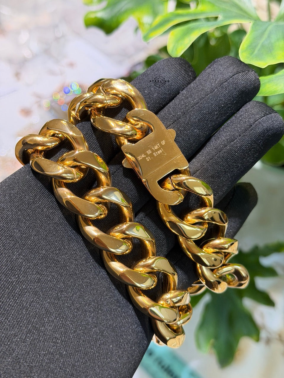 22mm 20" Steel Gold Miami Cuban Chain
