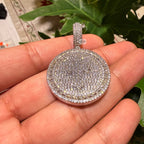 Iced Cross Medallion Silver Tone Pendant
