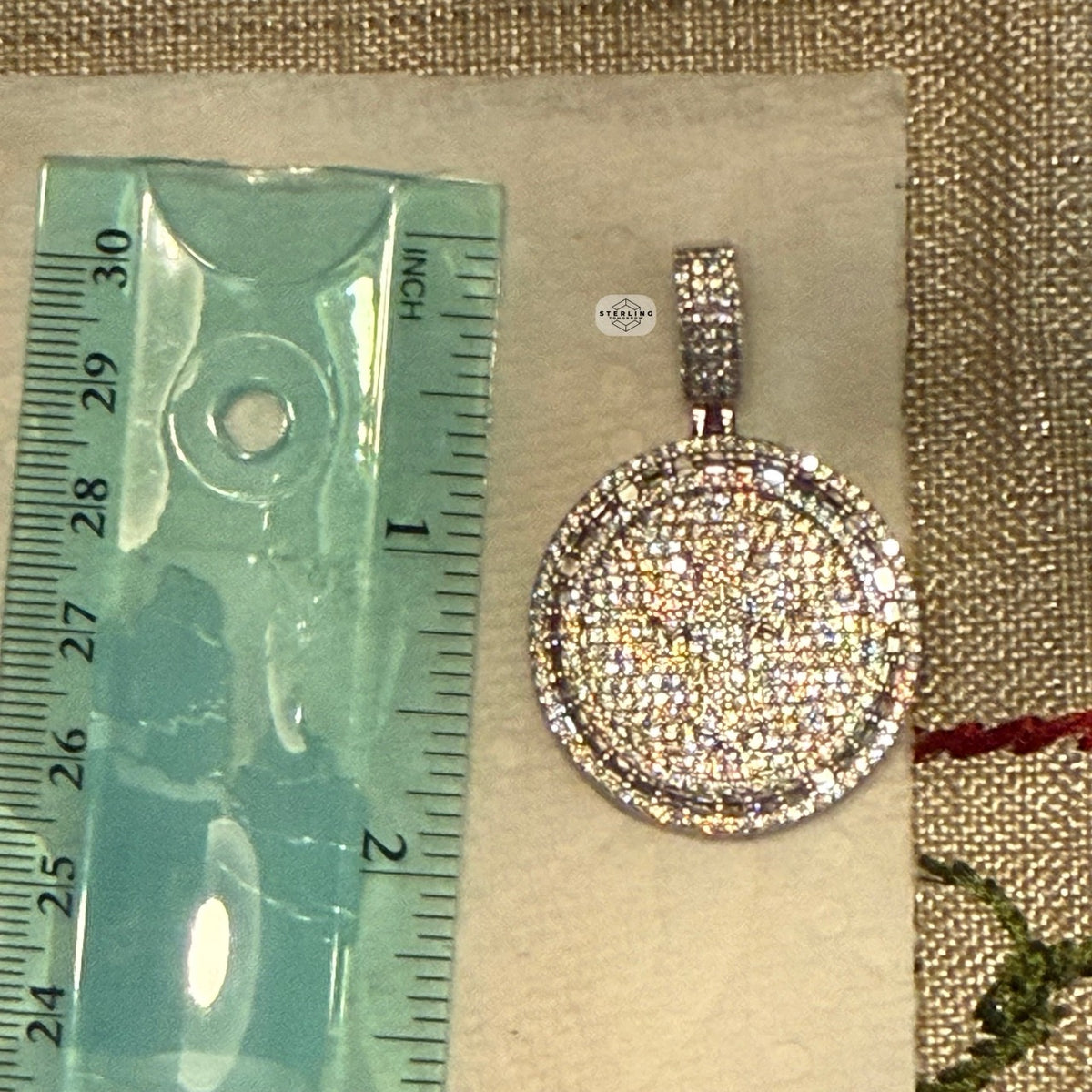 Iced Cross Medallion Silver Tone Pendant
