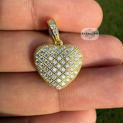 Moissanite Yellow Heart .75" Charm Pendant
