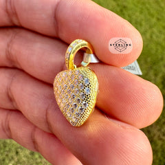 Moissanite Yellow Heart .75" Charm Pendant