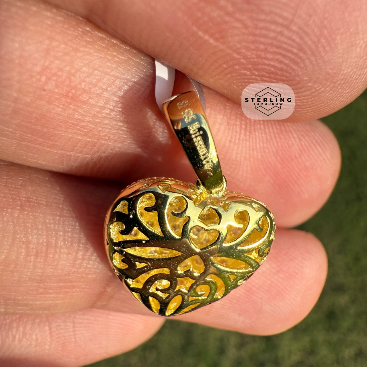 Moissanite Yellow Heart .75" Charm Pendant
