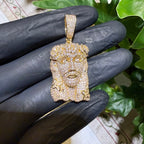 14K Gold Finish Jesus Flower Pendant + Steel Rope Chain
