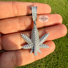 Marijuana Leaf Moissanite 2" Pendant