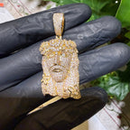 14K Gold Finish Jesus Flower Pendant + Steel Rope Chain