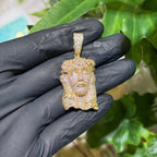 14K Gold Finish Jesus Flower Pendant + Steel Rope Chain
