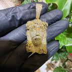 14K Gold Finish Jesus Flower Pendant + Steel Rope Chain