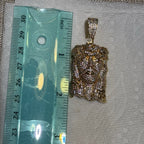 14K Gold Finish Jesus Flower Pendant + Steel Rope Chain