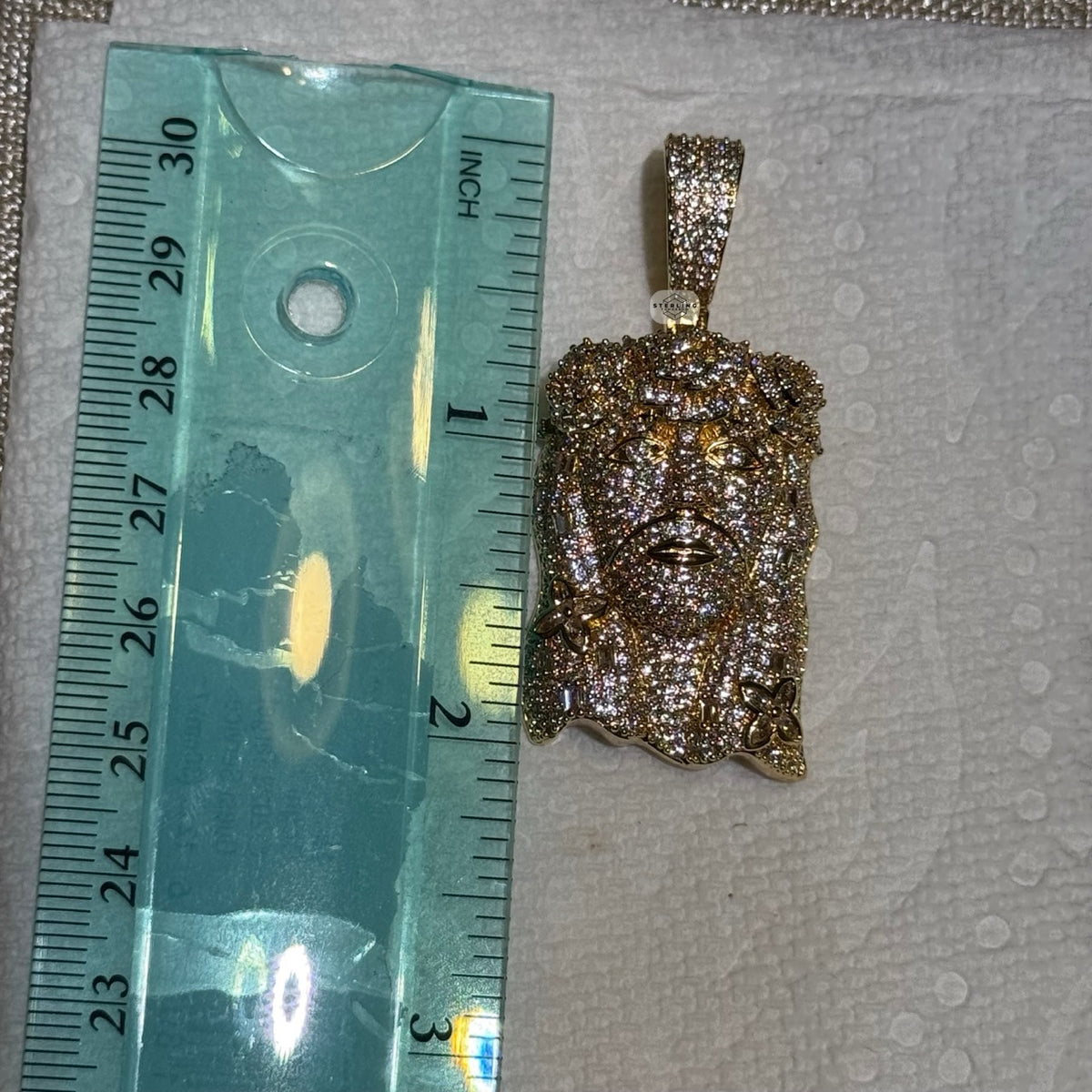 14K Gold Finish Jesus Flower Pendant + Steel Rope Chain