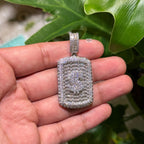 Iced Out Dollar Sign Dog Tag Pendant