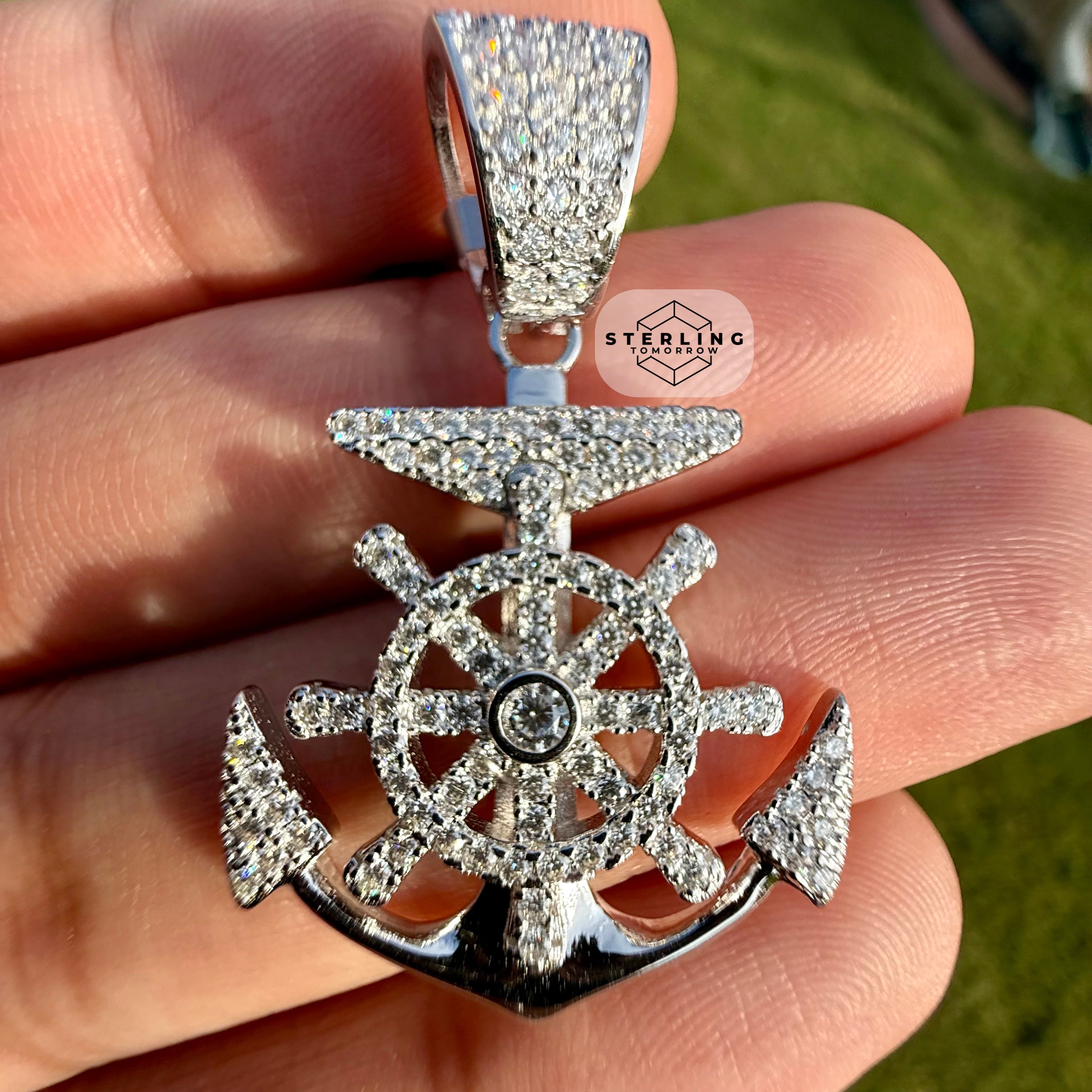 Moissanite Anchor Pendant