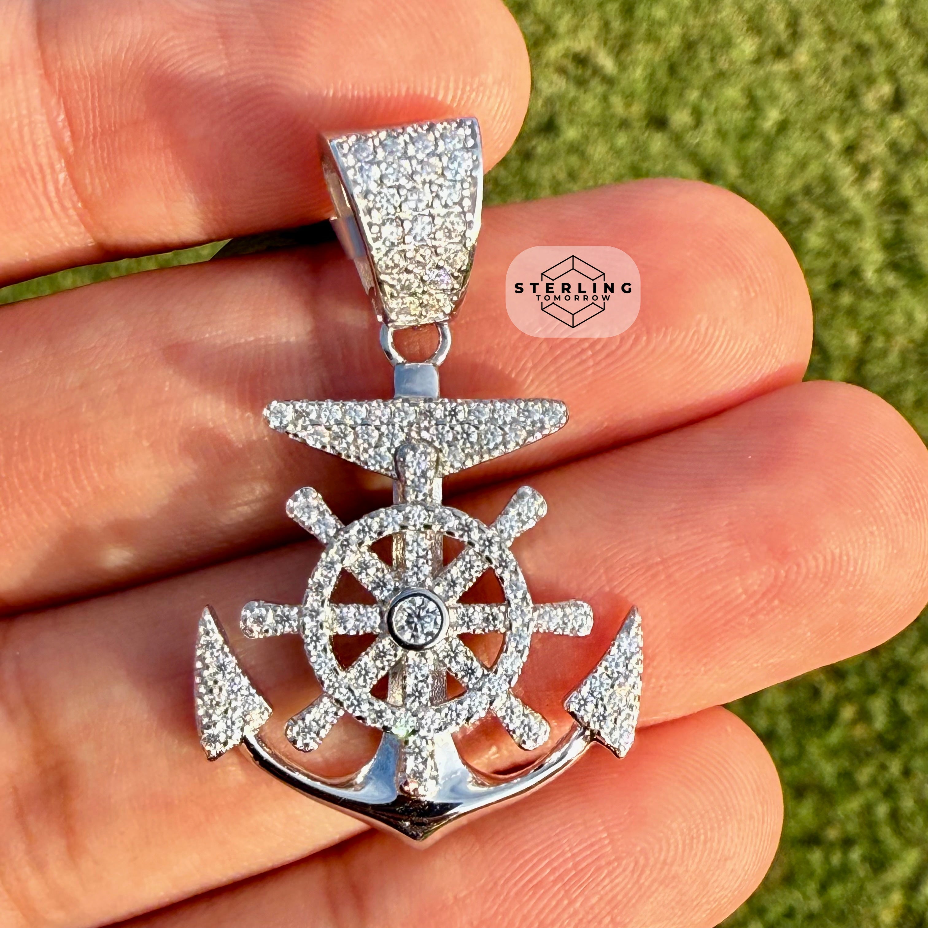 Moissanite Anchor Pendant