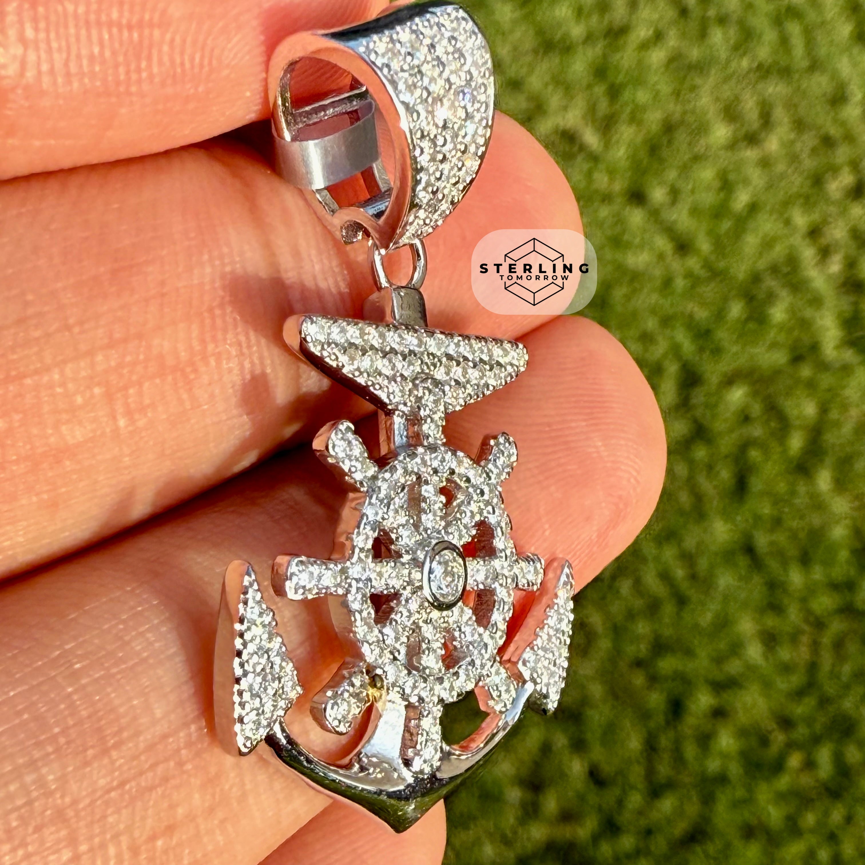 Moissanite Anchor Pendant