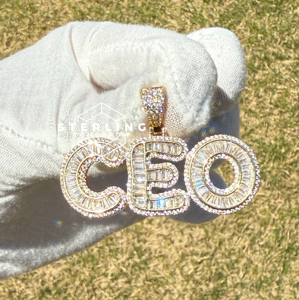 CEO Baguette Gold Tone Pendant