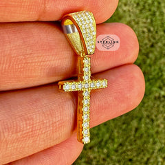 Moissanite Slim Gold Tone Cross Pendant