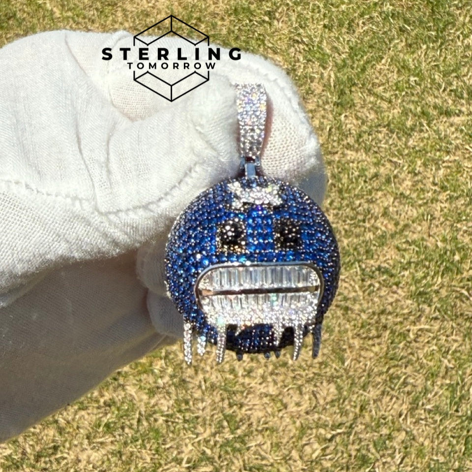 Blue Frozen Emoji Iced Out Pendant