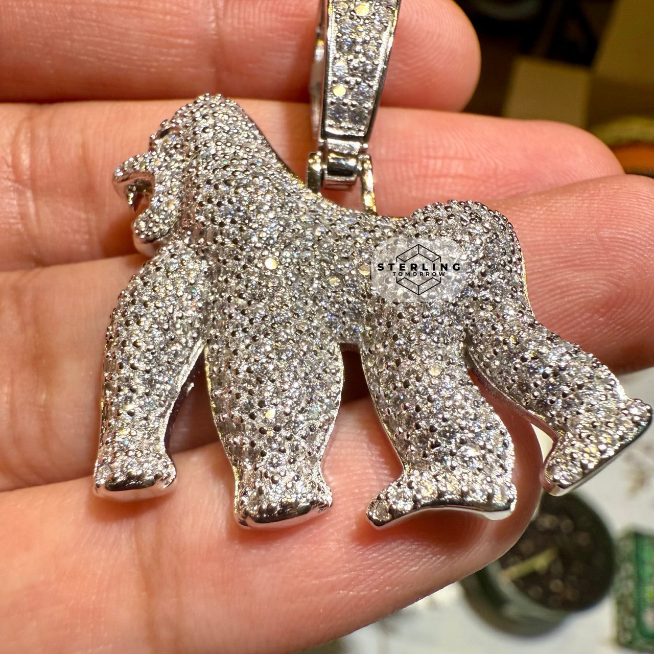 Moissanite Gorilla Iced Out Pendant