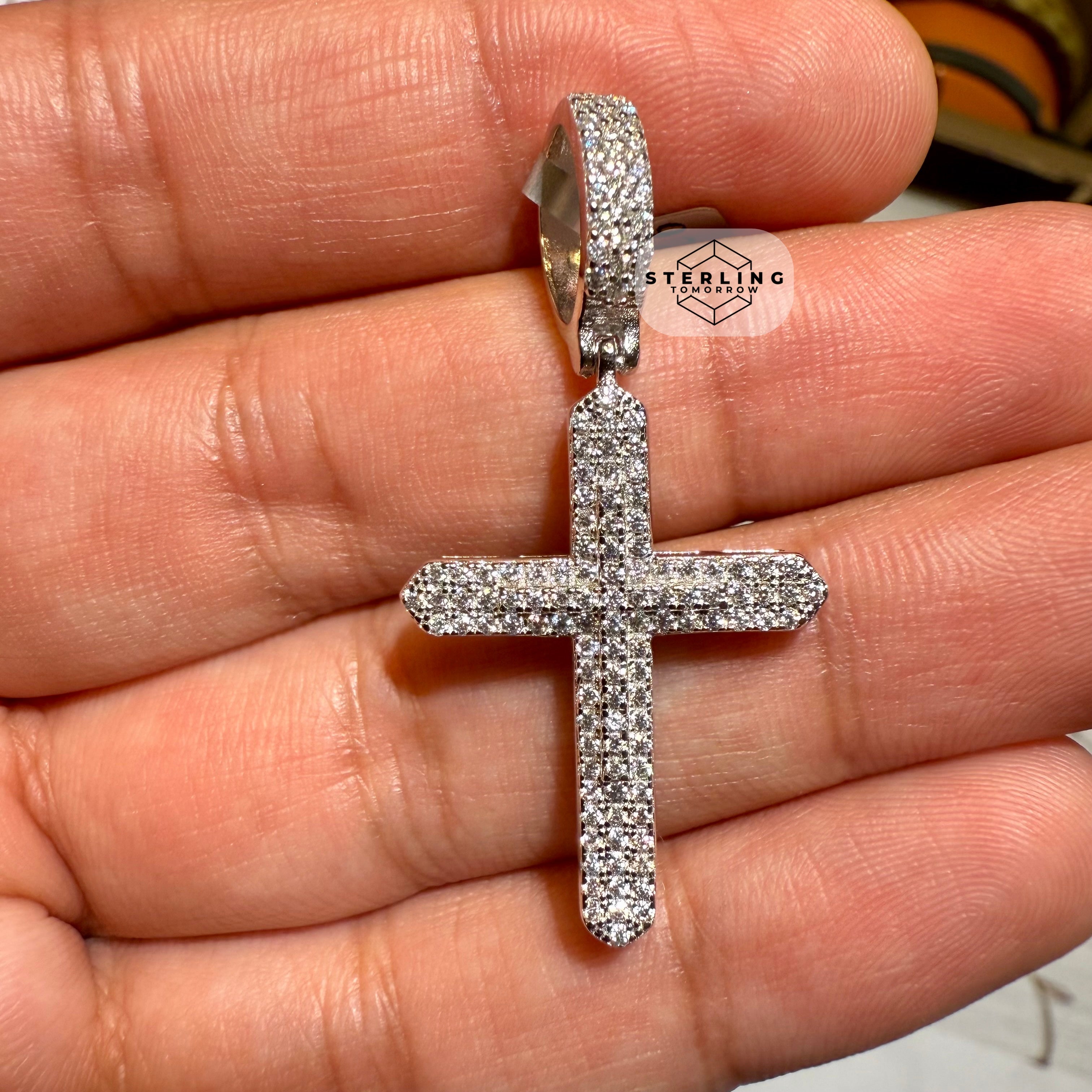Moissanite Point Cross Pendant
