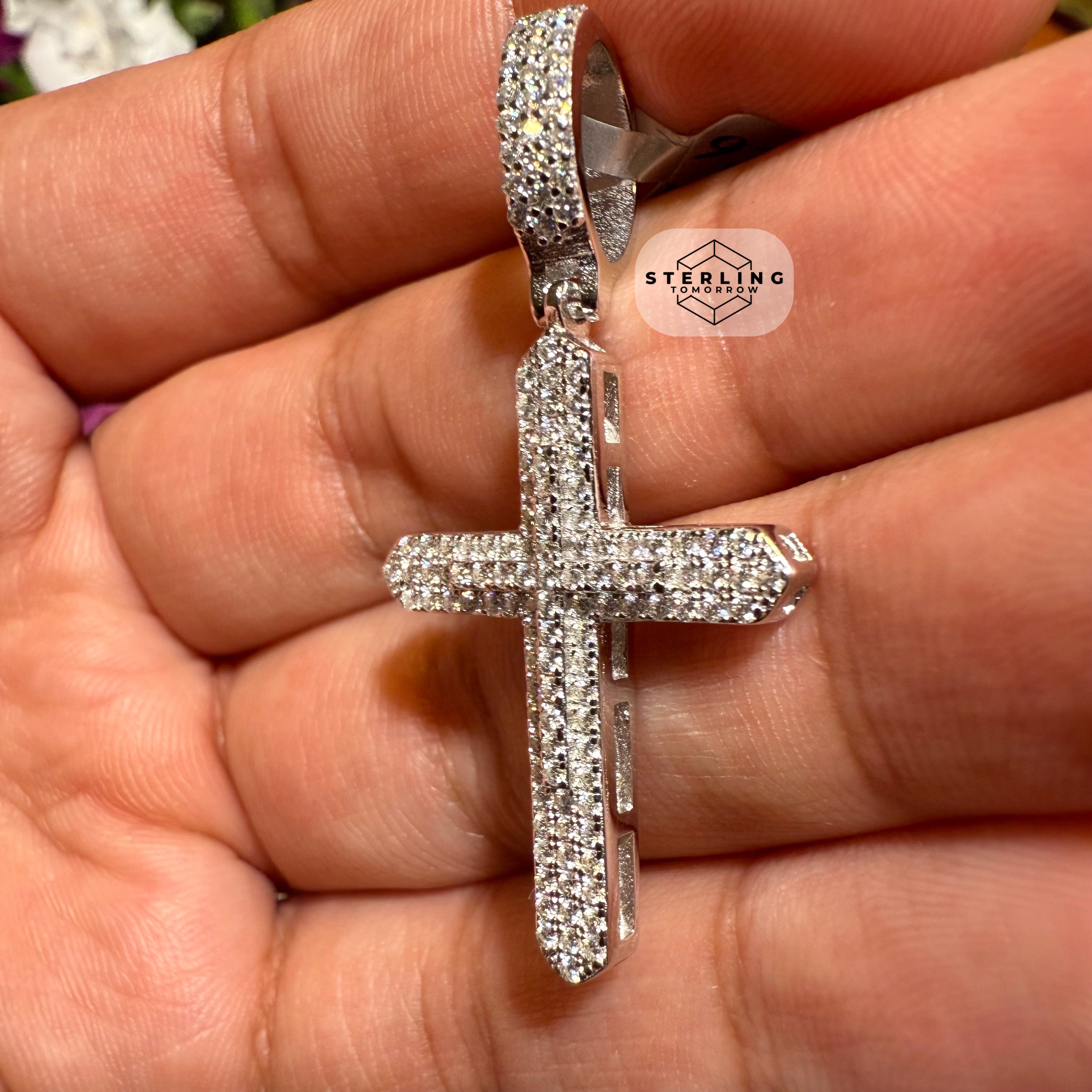 Moissanite Point Cross Pendant