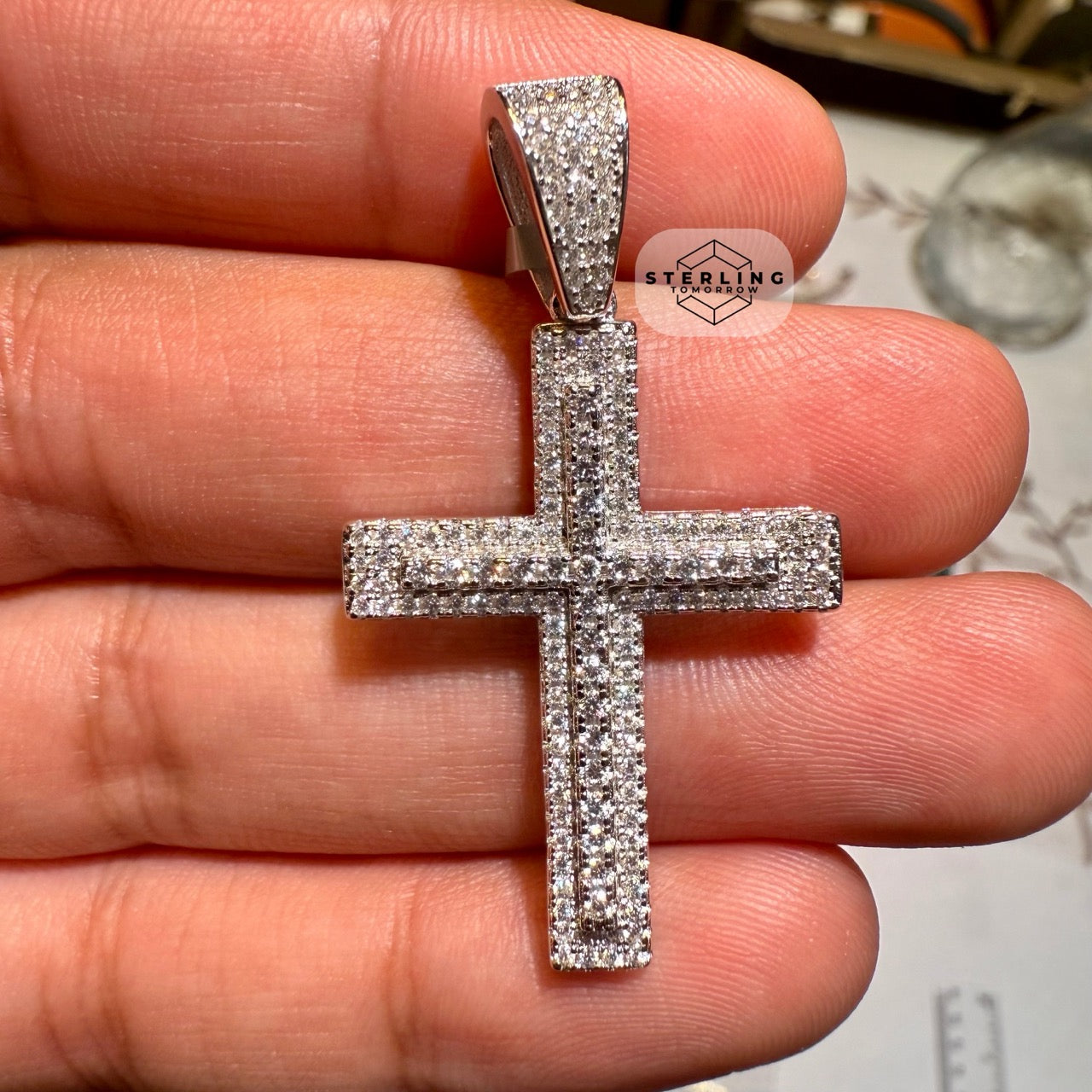 Moissanite 1.5" Iced Out Cross Pendant