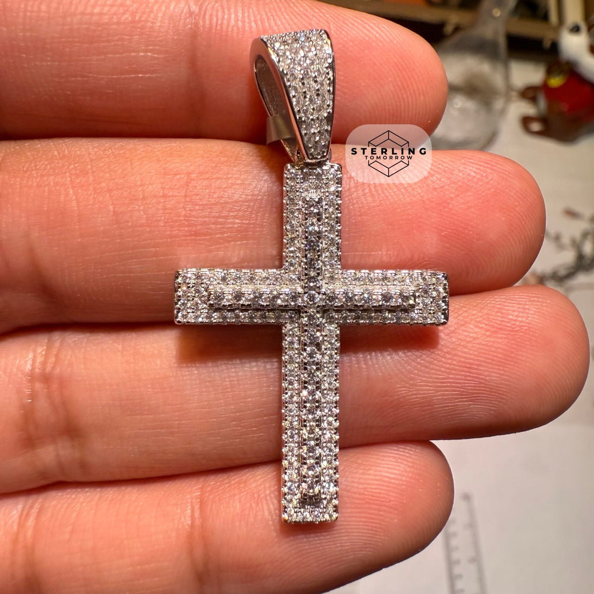 Moissanite 1.5" Iced Out Cross Pendant