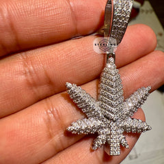 Marijuana Leaf Moissanite 2" Pendant