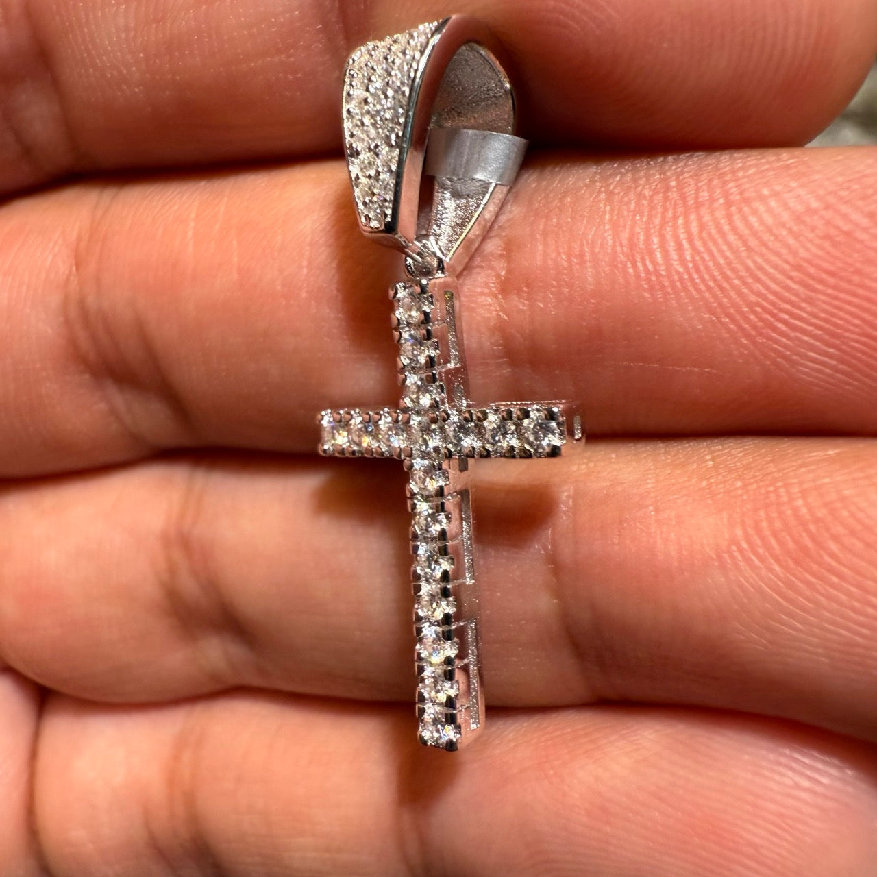 Moissanite Slim Cross Pendant