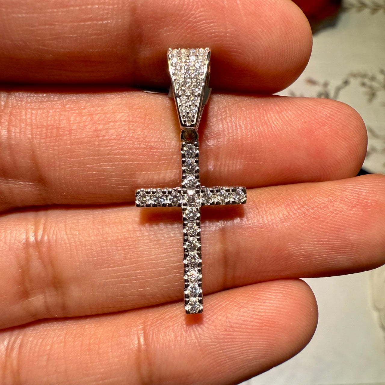Moissanite Slim Cross Pendant