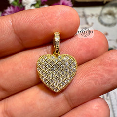 Moissanite Yellow Heart .75" Charm Pendant