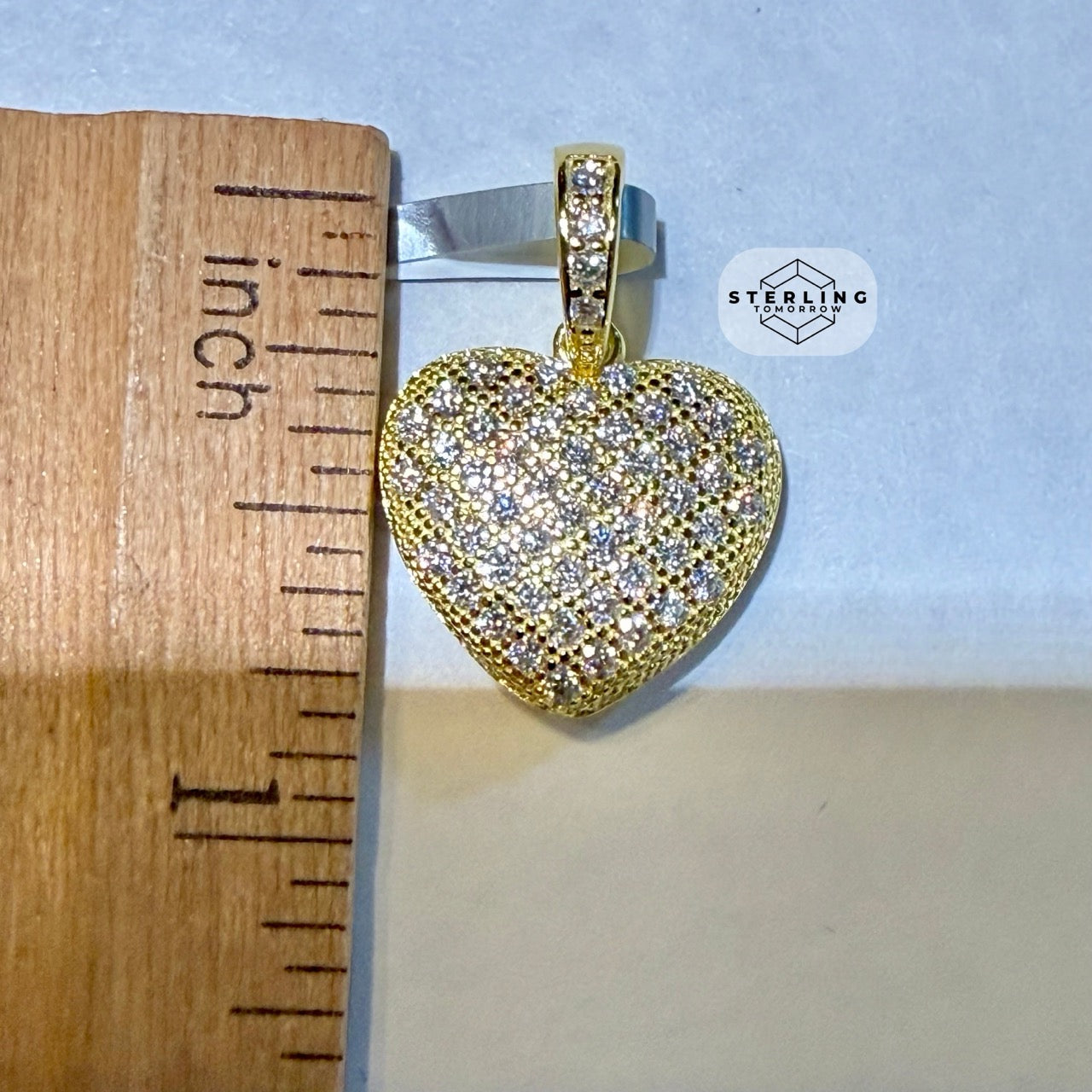 Moissanite Yellow Heart .75" Charm Pendant