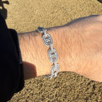 Baguette Oval Link Iced Bracelet 13mm 8" 925 Sterling Silver CZ