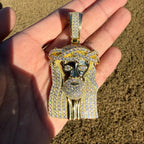 Moissanite 3" Jesus Pendant Gold Tone