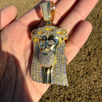 Moissanite 3" Jesus Pendant Gold Tone