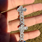 Baguette Cross Infinity 925 Sterling Silver Bracelet 18mm 8"