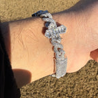 Baguette Cross Infinity 925 Sterling Silver Bracelet 18mm 8"