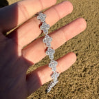 925 Sterling Silver Mens Cross Bracelet 12mm 8" CZ