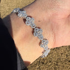 925 Sterling Silver Mens Cross Bracelet 12mm 8" CZ