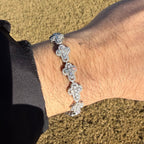 925 Sterling Silver Mens Cross Bracelet 12mm 8" CZ