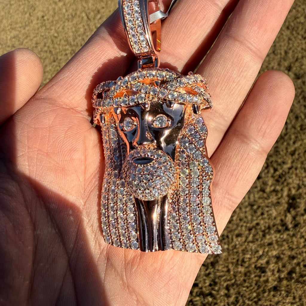 Moissanite 3" Jesus Pendant Rose