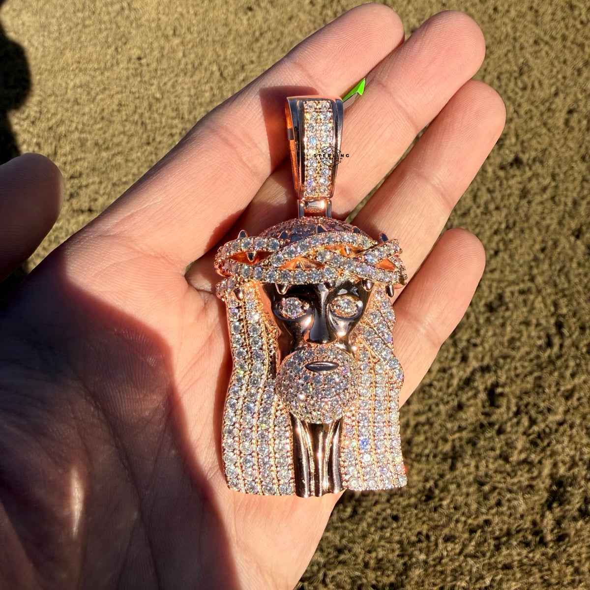 Moissanite 3" Jesus Pendant Rose