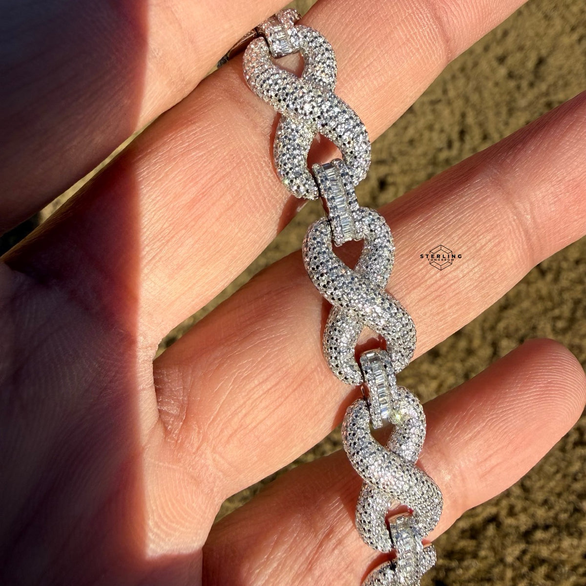 Infinity Iced CZ 11mm 8" 925 Sterling Silver Bracelet