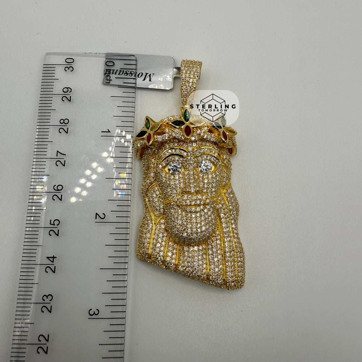Moissanite Gold Tone Iced Out Jesus Pendant